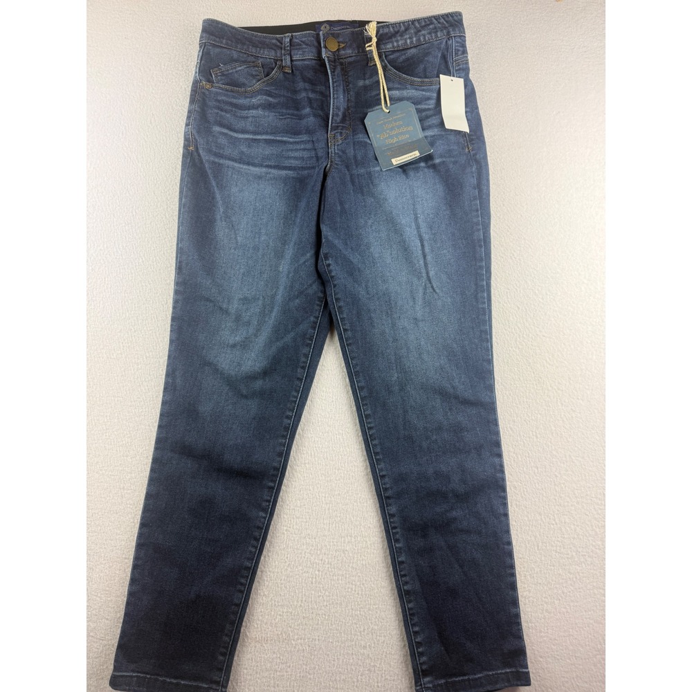 Democracy Womens Absolution High Rise Straight Leg Jeans Dark Wash Blue 12 NEW